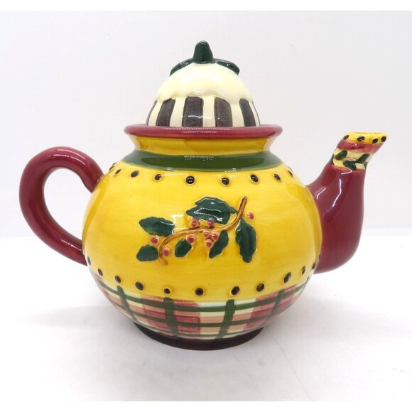Sakura Debbie Mumm Hand Painted Ceramic Tea Pot Displayed Signed - Picture 2 of 4
